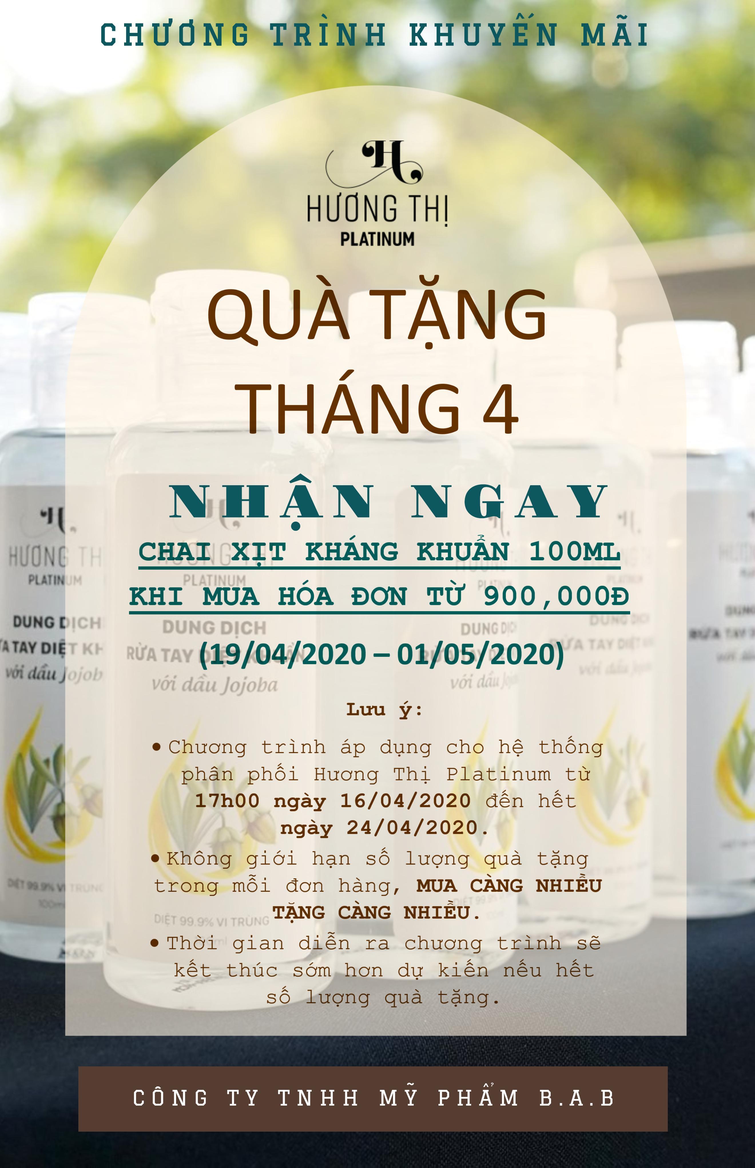 chương trình khuyến mãi tháng 4 cùng Hương Thị