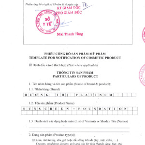 giấy công bố kem chống nắng hương thị 2025
