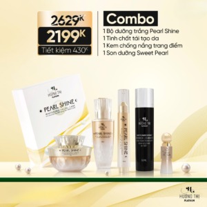 combo hương thị bộ dưỡng da pearlshine và kem chống nắng và son dưỡng môi không phai